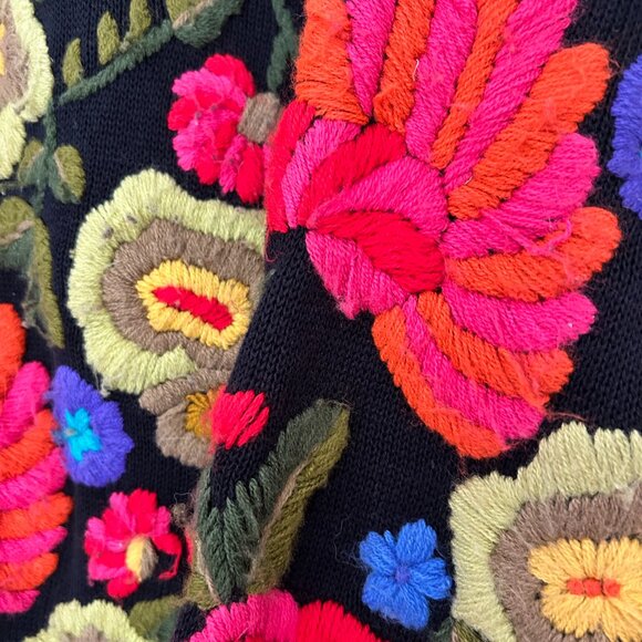 Insane VINTAGE Bonnie Boerer Large Floral Print Embroidered Zipper Cardigan - Picture 5 of 10